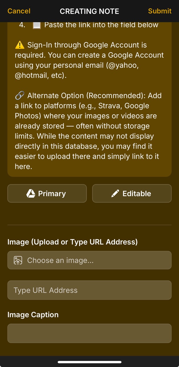 Create Note Page (Drive Files Storage Notice v2)